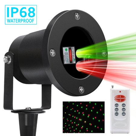 Magicfly Outdoor Laser Lights, Red and Green Landscape Star Projector Decorative Lights, Party Decoration with Wireless remote control - Upgraded Vision, Human Body Sensing & IP68 Waterproof