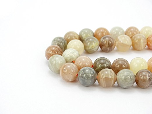 jennysun2010 Natural Sunstone Gemstone 10mm Smooth Round Loose 40pcs Beads 1 Strand for Bracelet Necklace Earrings Jewelry Making Crafts Design Healing