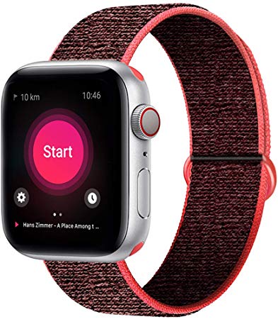 INTENY Sport Band Compatible with Apple Watch 38mm 40mm 42mm 44mm, Soft Lightweight Breathable Nylon Sport Loop, Strap Replacement for iWatch Series 4, Series 3, Series 2, Series 1