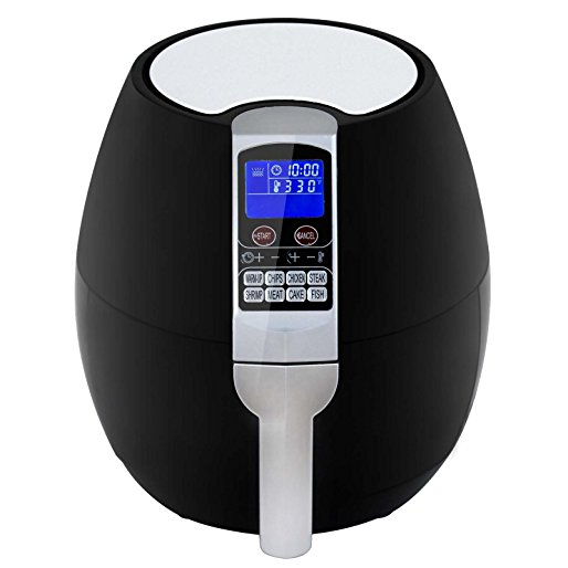 Super Deal 1500W Electric Air Fryer W/Temperature Control, Timer, 8 Cooking Presets, 3.7-Qt W/Digital Display (Black)