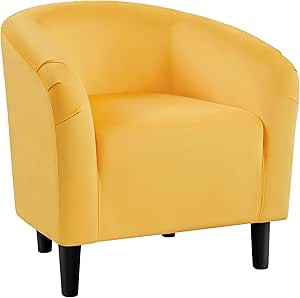 Yaheetech Yellow Chair, Accent Chair for Bedroom, Armchair for Living Room, Velvet Fabric Club Chair with Soft Padded Seat and Sturdy Legs for Bedroom Waiting Room, Yellow