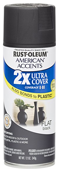 Rust Oleum 280711 American Accents Ultra Cover 2X Spray Paint, Flat Black, 12-Ounce