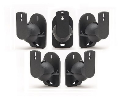 5 Pack of Black Speaker Wall Mount Brackets for Bose,Sony,Panasonic,Samsung and more