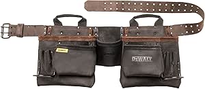 DEWALT Leather Tool Apron, Adjustable, 11 Pocket, Durable Design, Premium Nubuck (DWST550112)