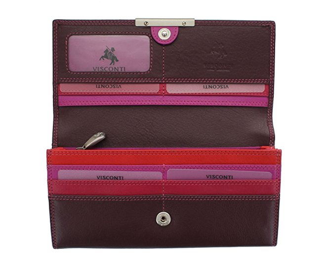 Visconti Soft Leather Rio Ladies Purse Style R11 Plum Multi