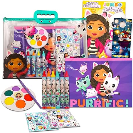 DREAMWORKS GABBY'S DOLLHOUSE Gabby's Dollhouse Ultimate Coloring and Activity Kit - Bundle Coloring Book, Stickers, Paint, Activities, and More Art Set for Kids, Girls