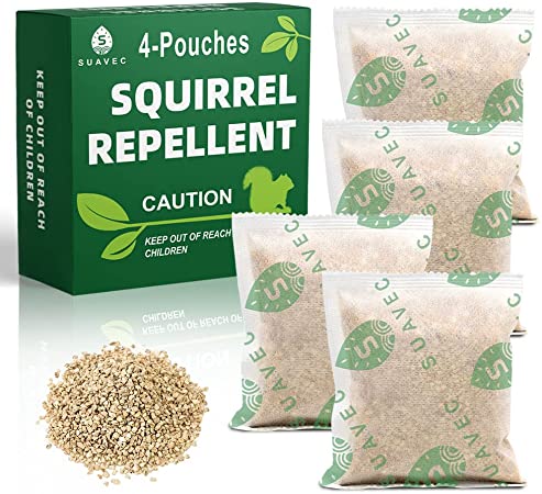 SUAVEC Rodent Repellent Pouches, Squirrel Repellent Outdoor, Squirrel Deterrent for Plants, Squirrel Repellent for Attic, Outdoor Squirrel Repellent for Garden, Squirrel Repellant