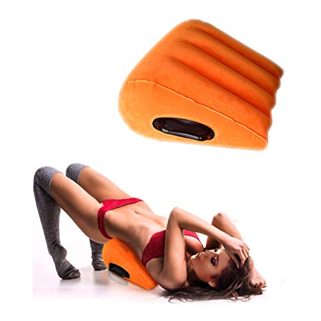 Sex Pillow Wedge Positioning Cushion Triangle Sex Pillow Misstu Sex Furniture Inflatable Ramp for Couples Deeper Penetration Women Men Relaxation (Orange)