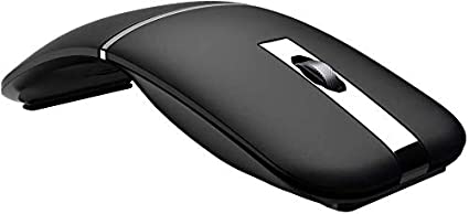 WFB Wireless Mouse Foldable Arc Bluetooth 2.4GHz Dual Modes Silent Click Portable Curved Mouse for Home, Office, Travel(Black)