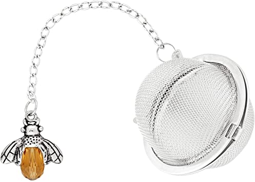 Supreme 18/8 Stainless Steel 2 Inch Mesh Tea Ball Infuser/Tea Interval Diffuser/Tea Strainer Infuser with Zinc Alloy and Crystal Glass Bee Charm