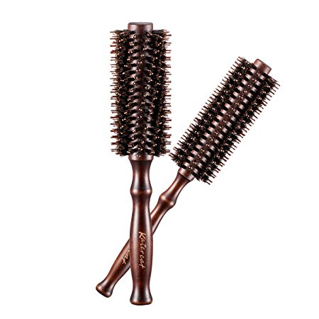 Kaiercat Natural Boar Bristles Hair Brush Pairs Round Curling Combs (Diameter 2 Inch 1.6 Inch) For Short to Long Hair
