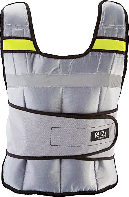 Pure Fitness Adjustable Weighted Exercise/Training Vest, One Size Fits Most: 20 Pounds, Grey/Lime