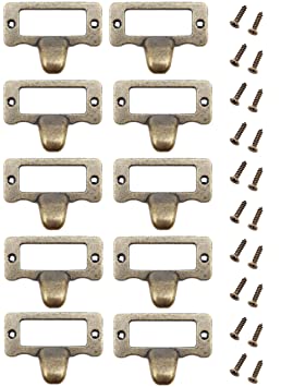 binifiMux 10-Pack Home Drawer Cabinet Chest Card Label Tag Holder Pulls