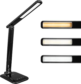 OttLite Slimline LED Desk Lamp – Touch Activated Controls, 3 Brightness Settings, ClearSun LED, Modern Design for Work, Office, or Dorm