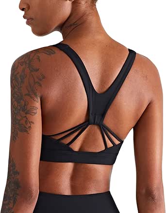 icyzone Padded Strappy Sports Bra Yoga Tops Activewear Workout Clothes for Women