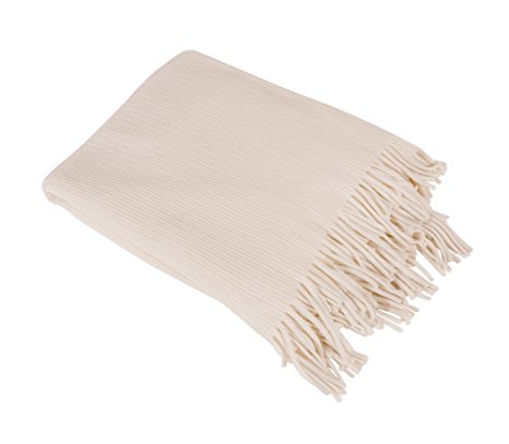 Home Decor Faux Cashmere Soft Cozy Throw Blanket (Ivory)