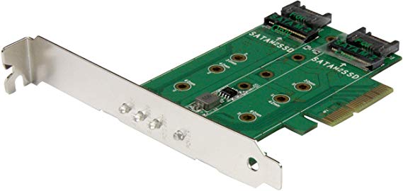 StarTech.com PEXM2SAT32N1 M.2 Adapter, 3 Port, 1 x PCIe (NVMe) M.2, 2 x SATA III M.2, SSD PCIE M.2 Adapter, M2 SSD, PCI Express SSD