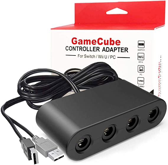 VASLON Gamecube Controller Adapter, Super Smash Bros 4 Port Gamecube Adapter for Wii U, Nintendo Switch, PC. No Need Driver and Easy to Use