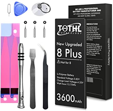 Battery for iPhone 8 Plus, [3600mAh] Upgraded 2021 New 0 Cycle Battery Replacement for iPhone 8 Plus A1864, A1897, A1898 with Complete Professional Repair Tools Kits