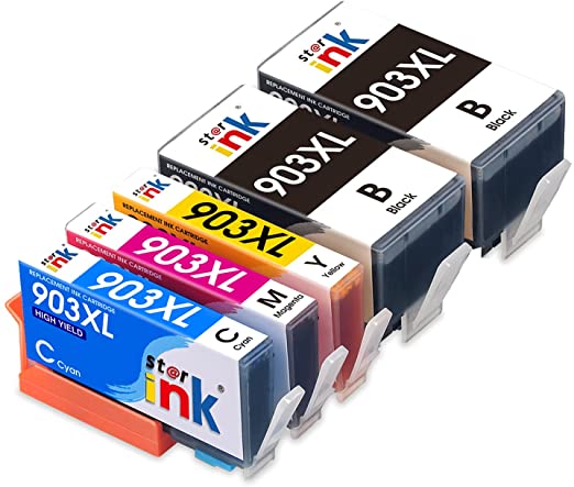 Starink 903XL Ink Cartridges Compatible with HP 903XL 903 Ink Cartridges Multipack with Latest Chips for HP OfficeJet 6950 6960 6970 All-in-One Printer (2 Black 1 Cyan 1 Magenta 1 Yellow) 5 Pack