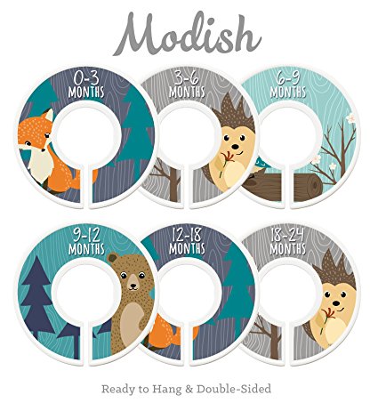 Modish Labels Baby Nursery Closet Dividers, Closet Organizers, Nursery Decor, Baby Boy, Woodland, Fox, Bear, Owl, Hedgehog