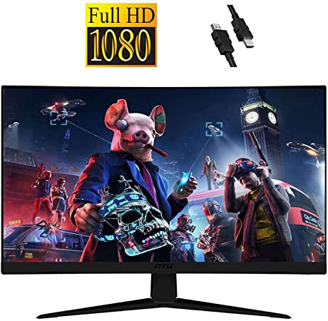 MSI Optix 2020 Flagship 27" Curved Gaming Monitor I Full HD (1920 x 1080) 165Hz 1ms, Anti-Glare Super Narrow Bezel, VESA Compatible, Tilting, AMD FreeSync, 3000:1   Delca HDMI Cable