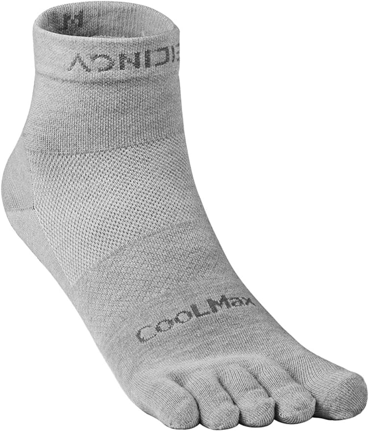 AONIJIE Toe Socks for Men Women Quarter Five Finger Separated Socks For Trail Running Hiking Athletic Coolmax One Pair