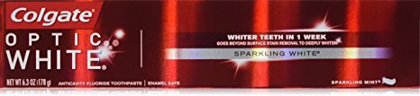 Colgate Optic White Toothpaste, Sparkling Mint, 6.3 Ounce (Pack of 6)