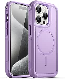 JETech Case for iPhone 15 Pro 6.1-Inch Compatible with MagSafe, Heavy Duty Dual-Layer Rugged Protection, Shockproof Protective Tough Phone Magnetic Cover (Light Purple)