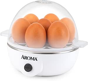 AROMA® Overly Easy Egg Cooker, Steamer, and Electric Egg Poacher | XL Capacity Egg Steamer Fits 7 Eggs