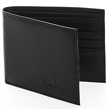 SHARKK® Leather Wallet For Men Slimfold 100% Genuine (Tall/Large, Black)