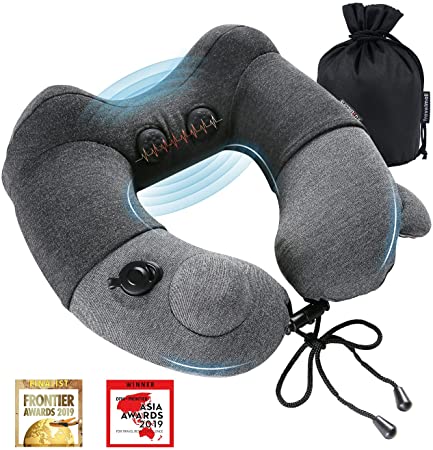 Travelmall Award-Winning Neck Massager,Deep Tissue Massage,Neck Pain Relief, Inflatable Travel Pillow Gifts for Men & Women,Use at Home Office and Car