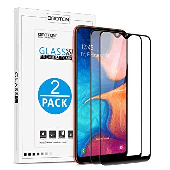 OMOTON [2 Pack Screen Protector Compatible with Samsung Galaxy A20E, Tempered Glass with [Full Coverage] [No Bubbles] [HD Clear] [9H Hardness], Black