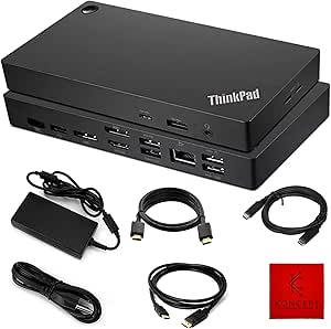 40AY0090US Universal Thinkpad Dock USB Type-C Gen 2 with 4K - 1 Year Warranty - Docking Station with 90W AC Adapter,HDMI,DisplayPort & USB-C Cable - (Renewed)