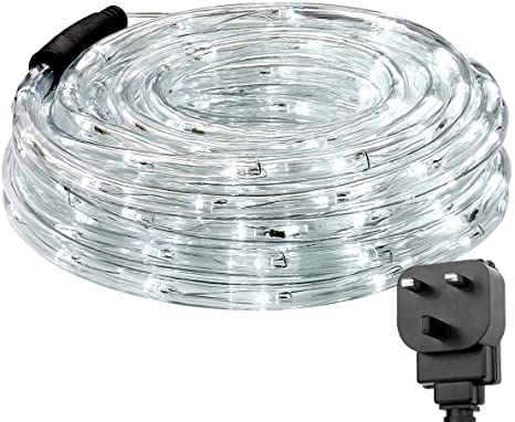 LE Outdoor Rope Lights, Linkable, Low Voltage, 10M 240 LED Outside String Lights Mains Powered, Bright Daylight White, Waterproof for Garden, Pool, Tree, Caravan, Patio and More