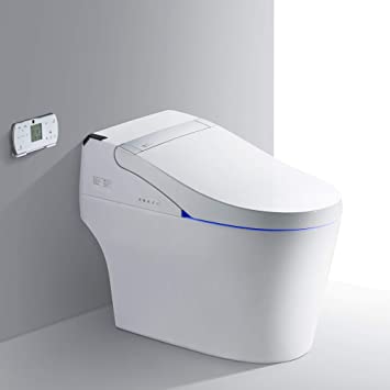 WOODBRIDGE B-0960S 1.28 GPF Single Flush Toilet with Intelligent Smart Bidet Seat and Wireless Remote Control, Auto Flush, Auto Open and Auto Close