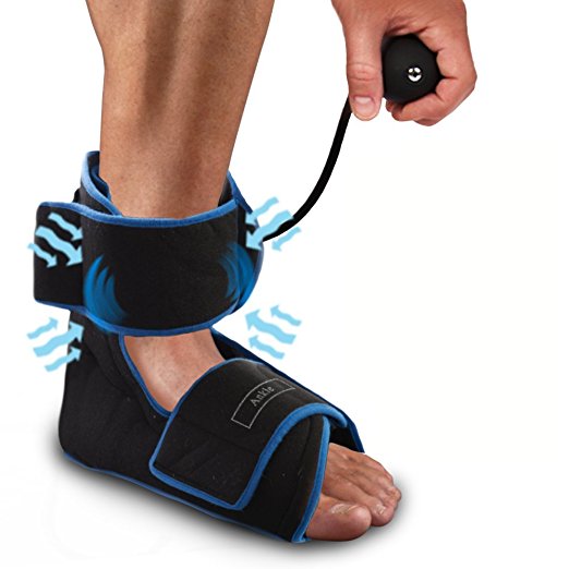 Inflatable Air Compression Gel Wrap For ANKLE Pain Relief. Reusable Cyro Cold Therapy Is Colder Than Ice For Long Last Pain Relief From Spasms, Swelling And Sore Muscles. Pneumatic Compression Wrap