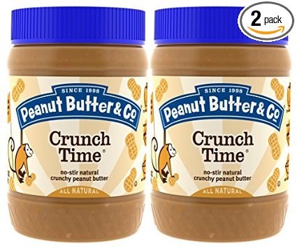 Peanut Butter & Co. Peanut Butter, Non-GMO, Gluten Free, Vegan, Crunch Time, 16 Ounce Jars Pack of 2).