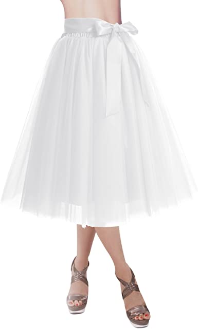 DRESSTELLS Knee Length Tulle Skirt Tutu Skirt Evening Party Gown Prom Formal Skirts