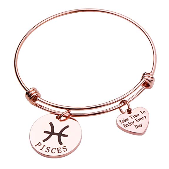 REEBOOO Rose Gold Zodiac Sign Bracelet Constellation Jewelry Gift for Her