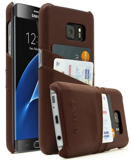 Samsung Galaxy S7 Edge Case, Bastex Premium High Quality Genuine Leather Slim Fit Snap On Executive Wallet Card Case for Samsung Galaxy S7 Edge
