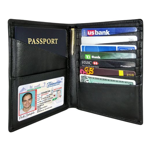 AurDo RFID Blocking Best Leather Passport Holder Cover Case & Travel Wallet for Men & Women