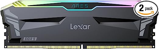 Lexar ARES RGB 32GB (2x16GB) DDR5 RAM 5600MHz CL32 Desktop Memory - AMD Expo and Intel XMP 3.0 (Gray) LD5AU016G-R5600GDGA