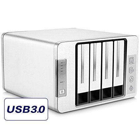 Noontec-TerraMaster D4-310 USB3.0 Type C External Hard Drive 4-Bay RAID Enclosure Supports 2 Sets of RAID Storage with 2 USB3.0 HUB’s (Diskless)