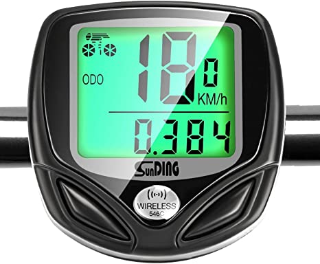 Gibot Wireless Waterproof Bike Computer with Stopwatch, 16 Functions Speed Bicycle Speedometer, Cycle Computer Speedometer, Speedometer, Backlight LCD Display (Black)