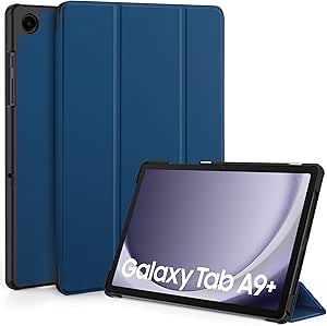 EasyAcc Funda Compatible con Samsung Galaxy Tab A9 / A9 Plus 11 Pulgadas 2023 SM-X210/ X216/ X218– Ultra Slim PU Protectora Carcasa con Función de Soporte función Atril, Mar Azul