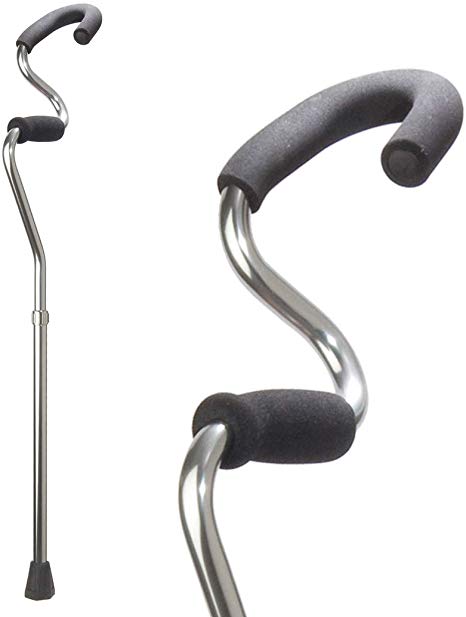 StrongArm Comfort Cane   Lightweight Adjustable Walking Cane   Stabilizes Wrist & Provides Extra Support & Stability   Ergonomic Hand & Forearm Grip   Deluxe Mobility Cane For Men & Women   Titanium