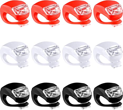 12 Pieces Bicycle Light Silicone LED Bike Light Waterproof Bike Headlight and Taillight