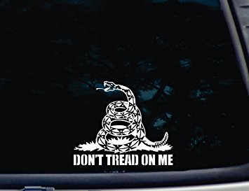 Don't Tread on Me - MEDIUM SIZED - 6 3/4" x 5 3/4" - die cut vinyl decal for windows, cars, trucks, tool boxes, laptops, MacBook - virtually any hard, smooth surface