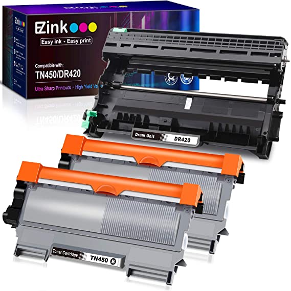 E-Z Ink (TM) Compatible Toner Cartridge and Drum Unit Replacement for Brother TN450 TN420 DR420 to use with HL-2270DW HL-2280DW HL-2230 HL-2240 MFC-7360N MFC-7860DW 2840 2940 (2 Toner 1 Drum) 3 Pack